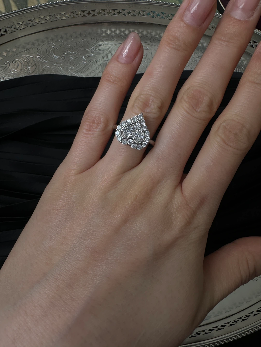 925 Heart Shape Pave Ring