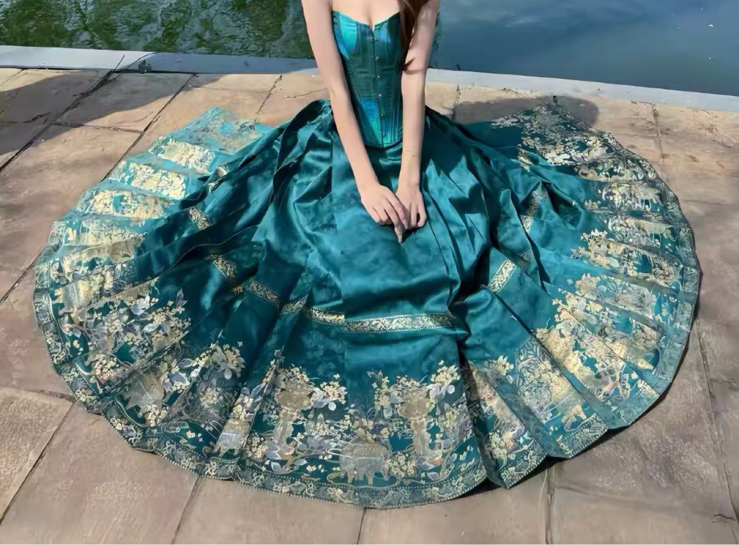 Teal Corset Elaborate Skirt