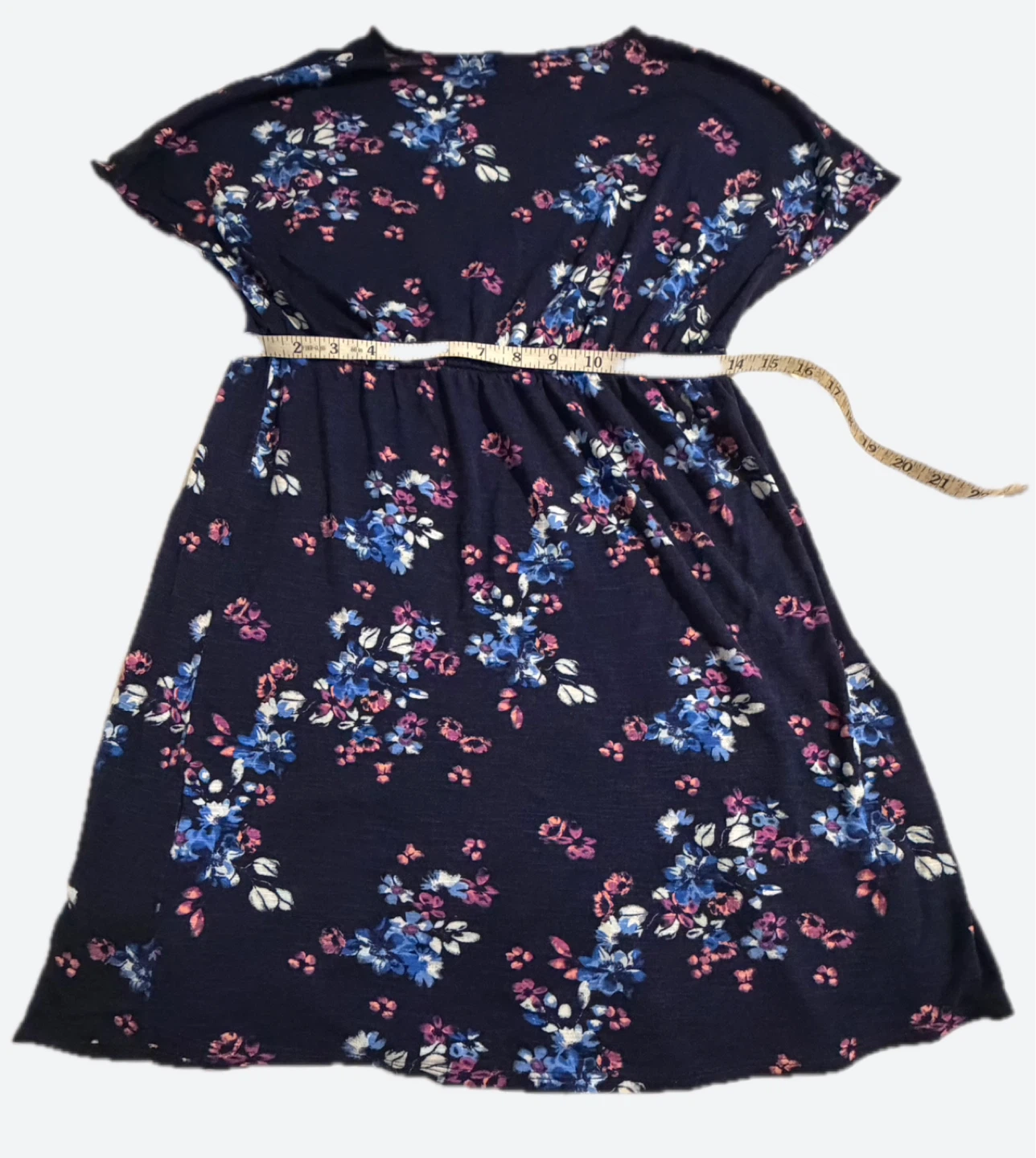 Navy Blue Floral Print Beach Dress - photo 2
