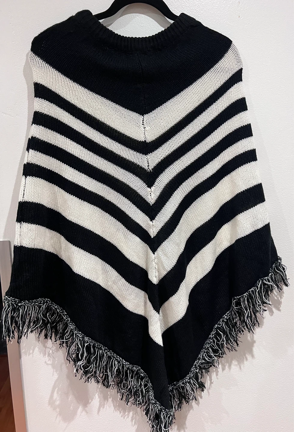 Black and White Striped Poncho Sweater - photo 2