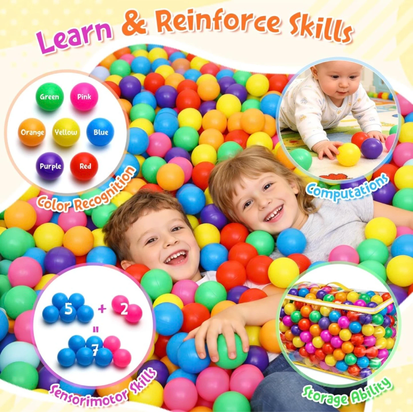 New 100 Ball Pitt Balls Bright Colours - photo 4