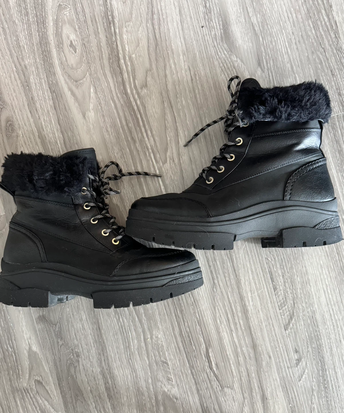 Black Faux Fur Alpine Boots