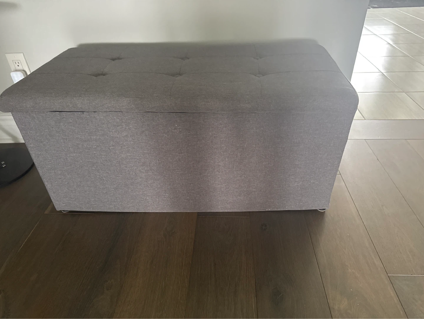 Grey Storage Ottoman Bench and Cube Set