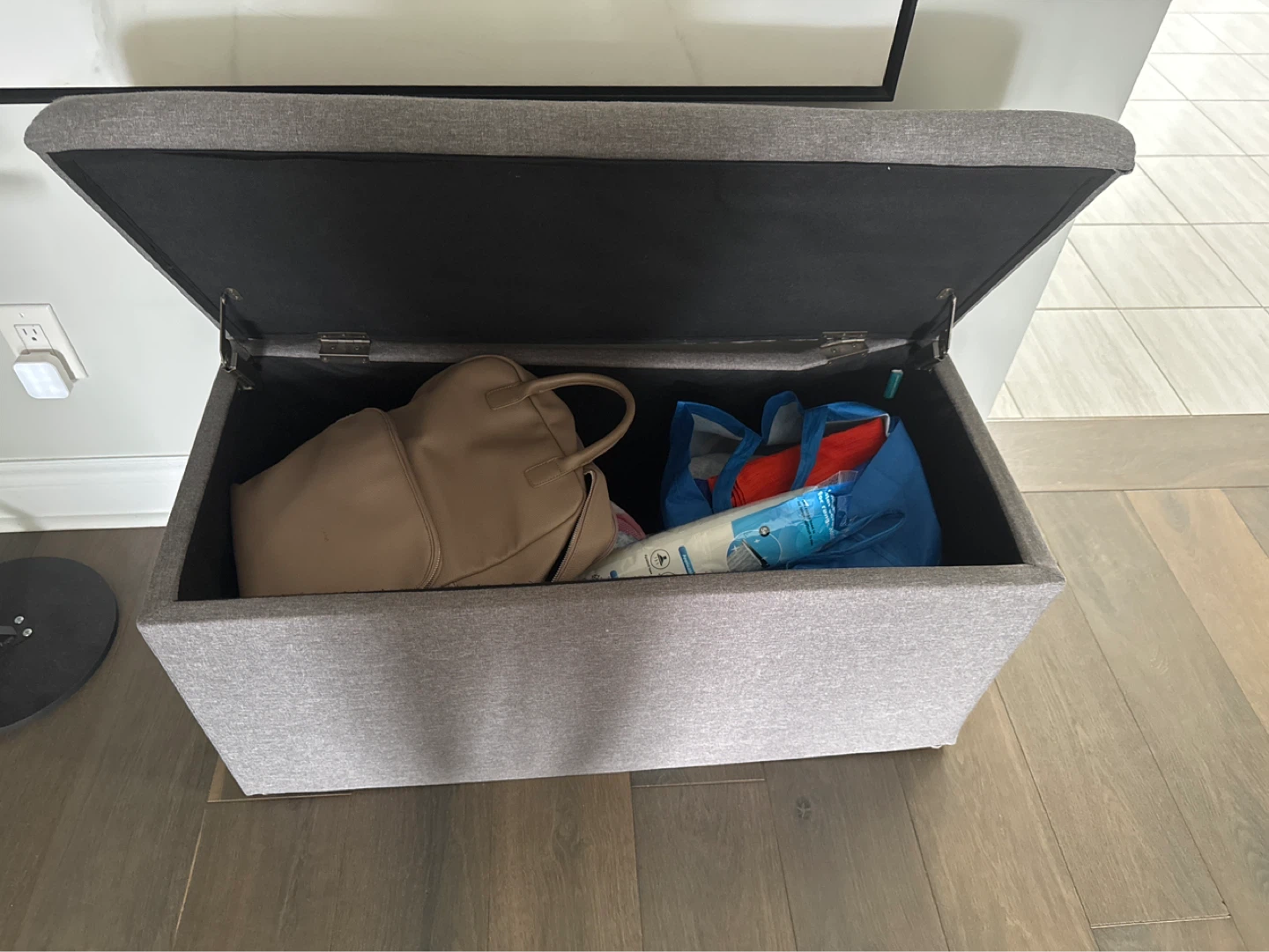 Grey Storage Ottoman Bench and Cube Set - photo 2