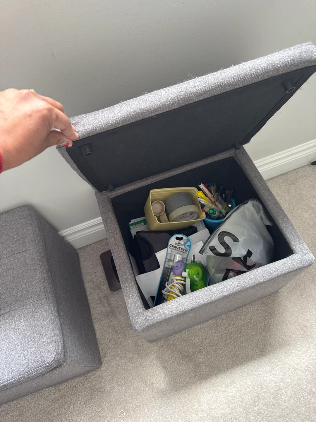 Grey Storage Ottoman Bench and Cube Set - photo 5