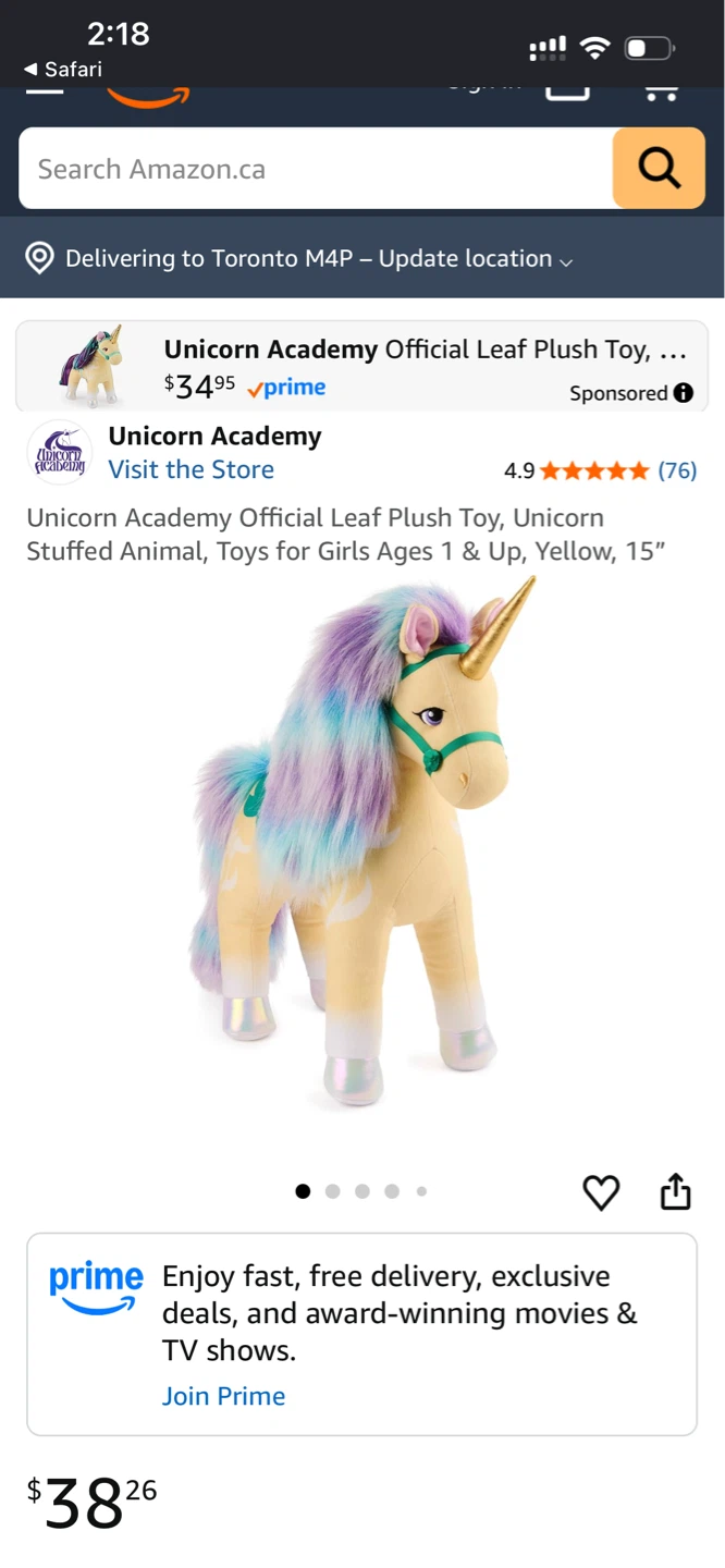 Unicorn Academy OfficialPlush Toy, Yellow, 15" - photo 4