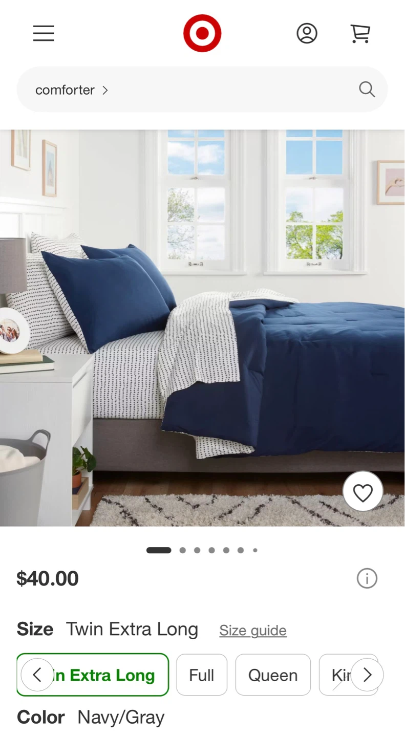 Target Comforter Twin Extra Long Navy