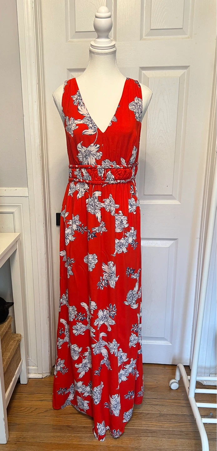 Women's Red Floral Maxi Dress