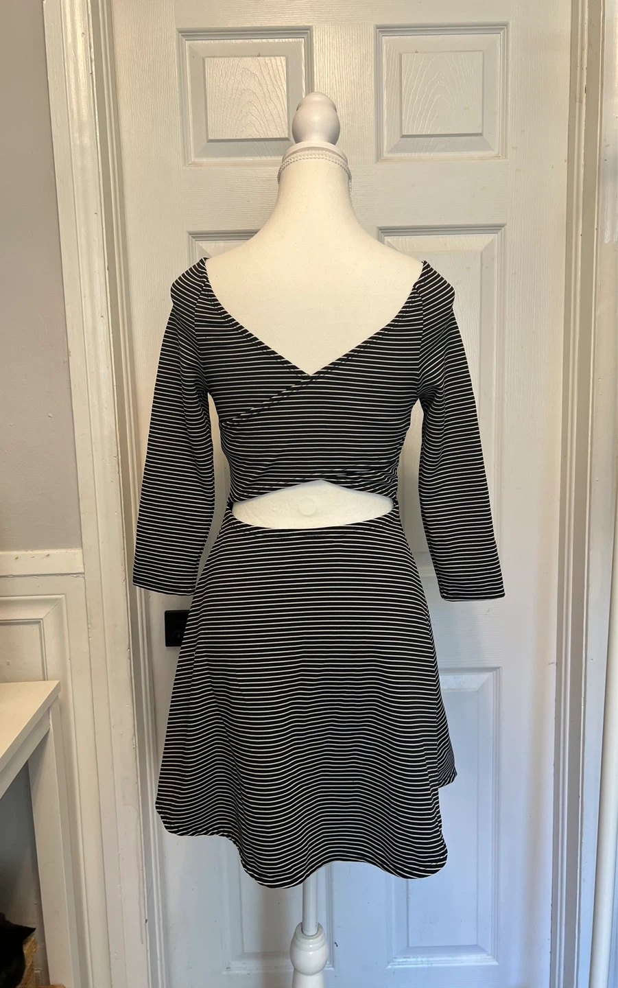 Black and White Striped Cutout Dress - photo 2