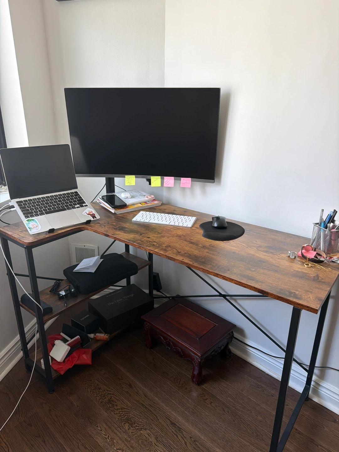 Rustic Brown L-Shaped Desk - photo 2