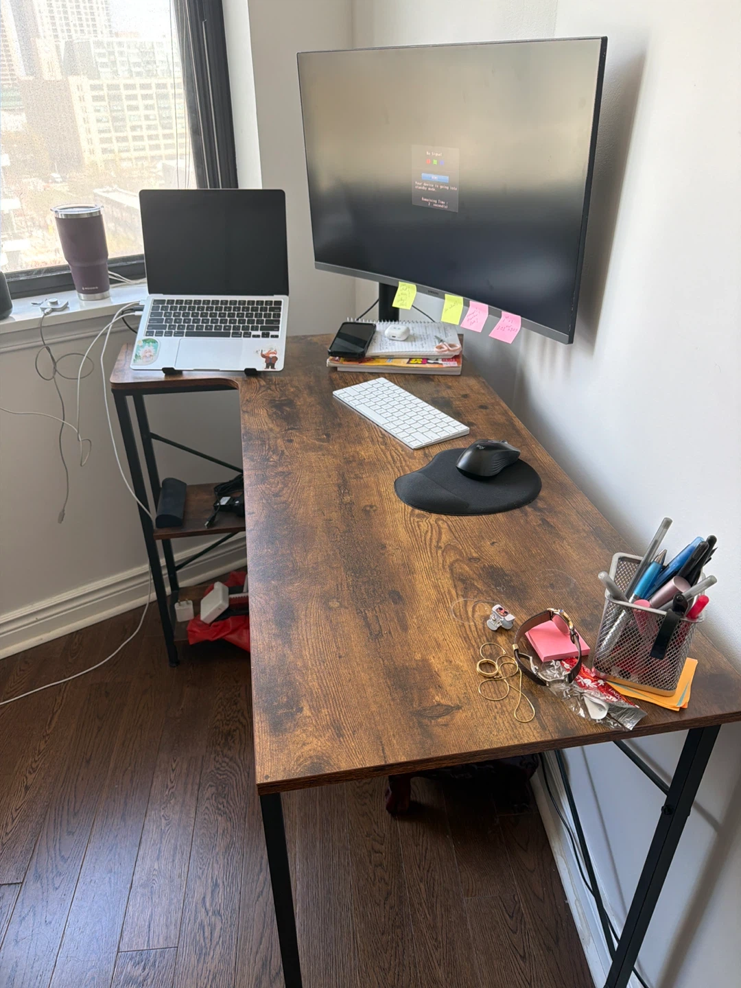 Rustic Brown L-Shaped Desk