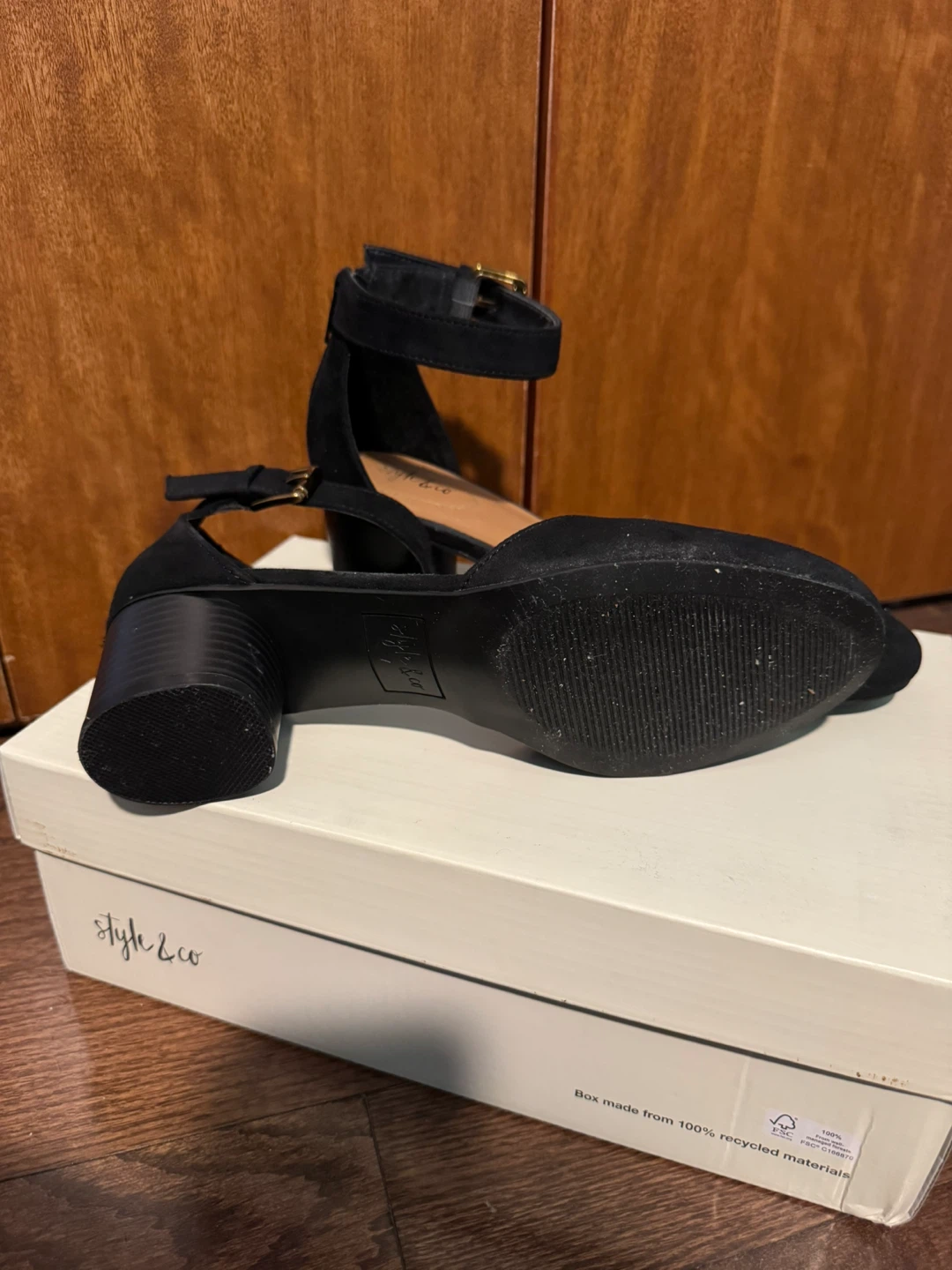 Style & Co Black Suede Block Heel Ankle Strap Shoes - photo 3