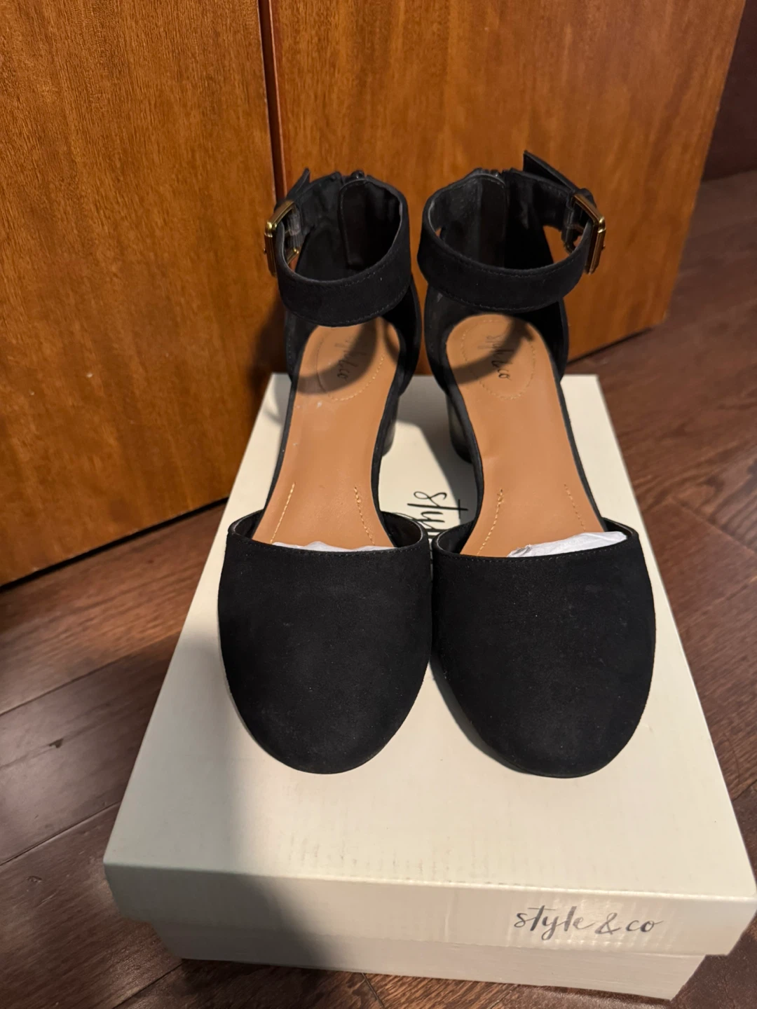 Style & Co Black Suede Block Heel Ankle Strap Shoes - photo 2