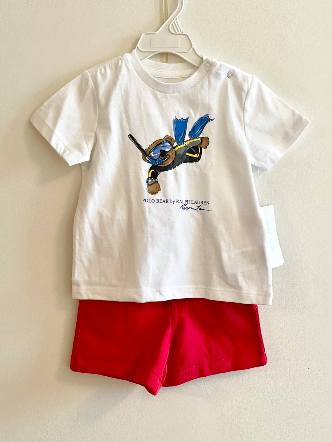 Polo Ralph Lauren Baby "Polo Bear” shirt and short Set (9M)