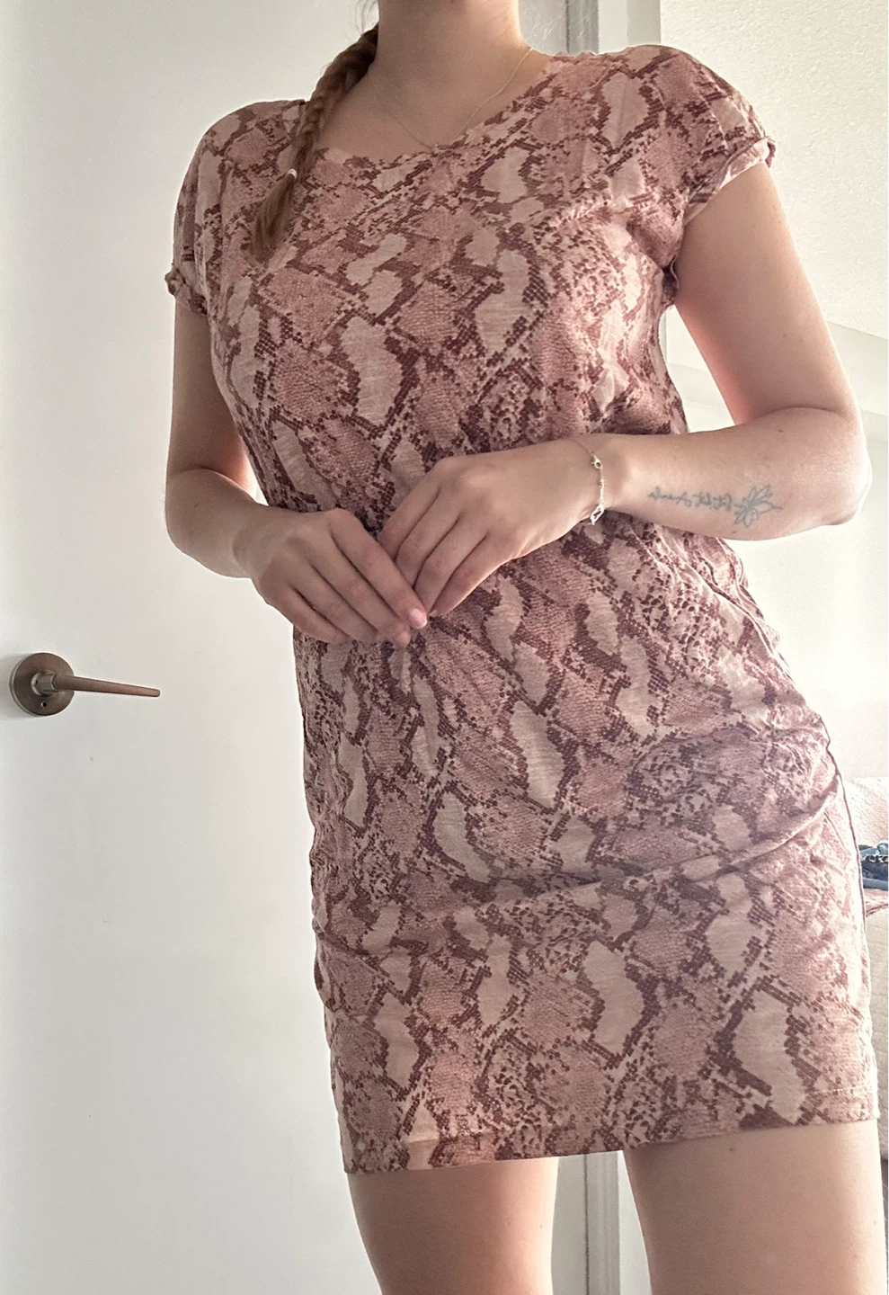 Women's Pink Snake Print Dress - photo 3