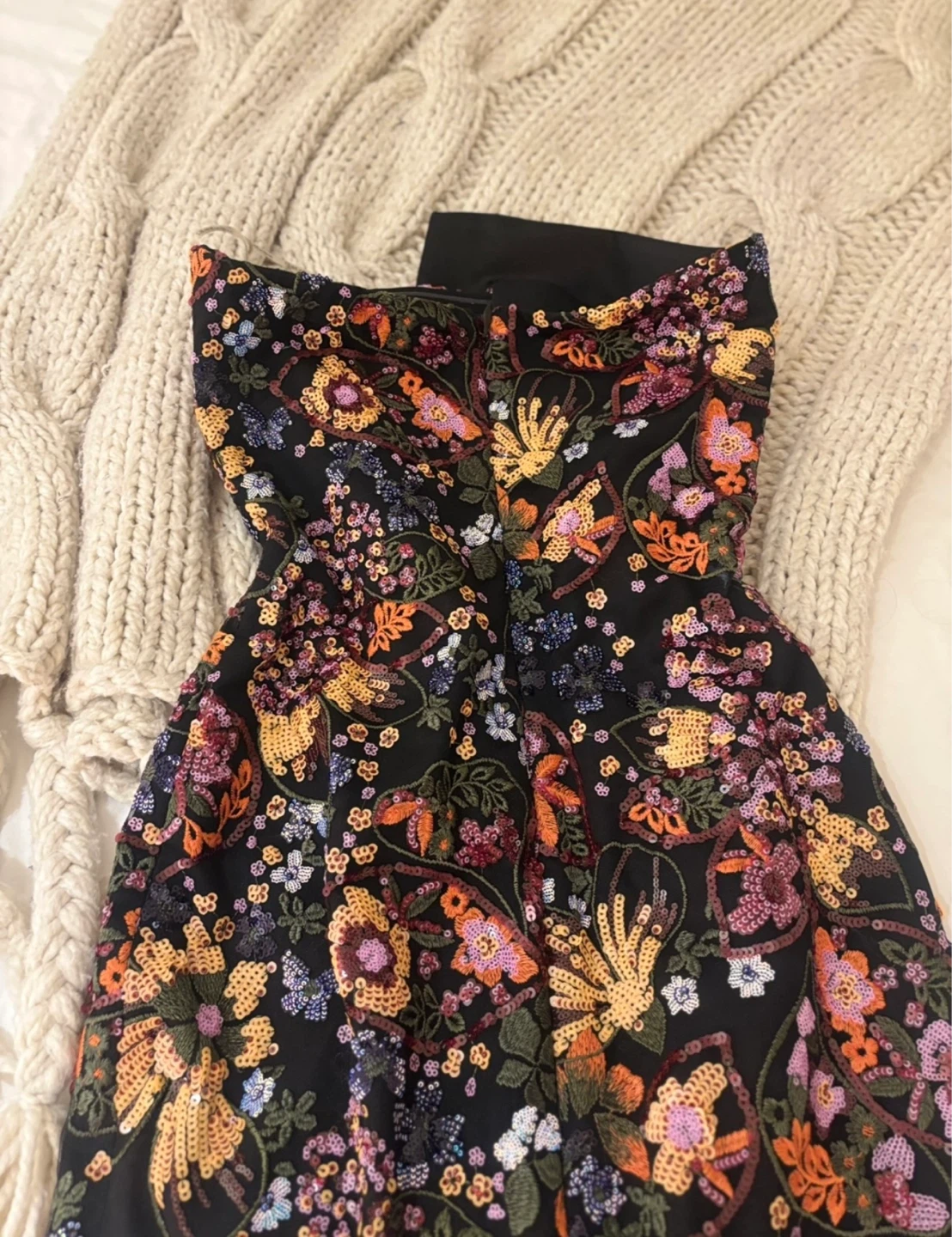 Black strapless floral sequin dress - photo 5