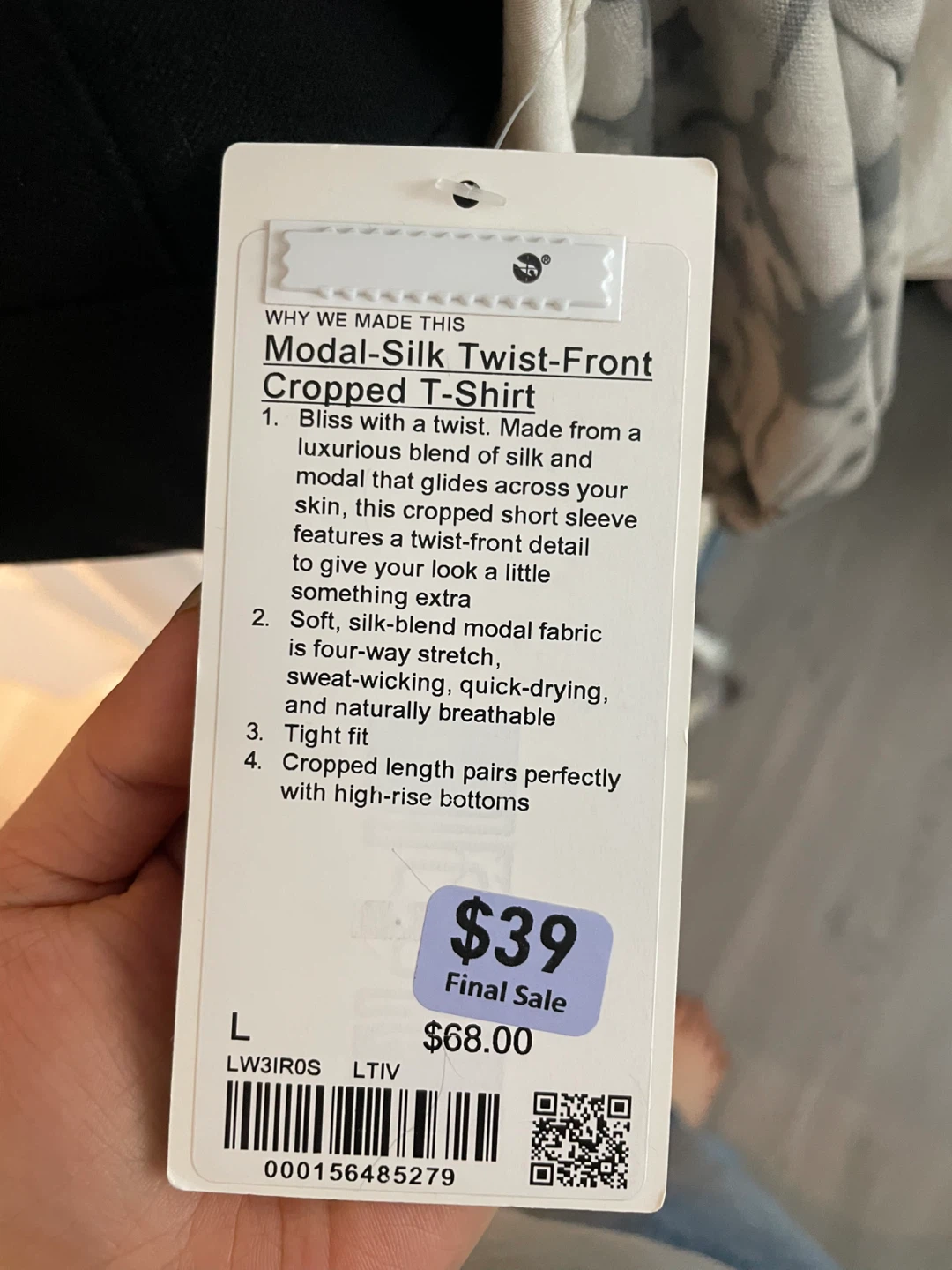 Lululemon Modal-Silk Twist-Front Cropped T-Shirt - Size L - photo 2