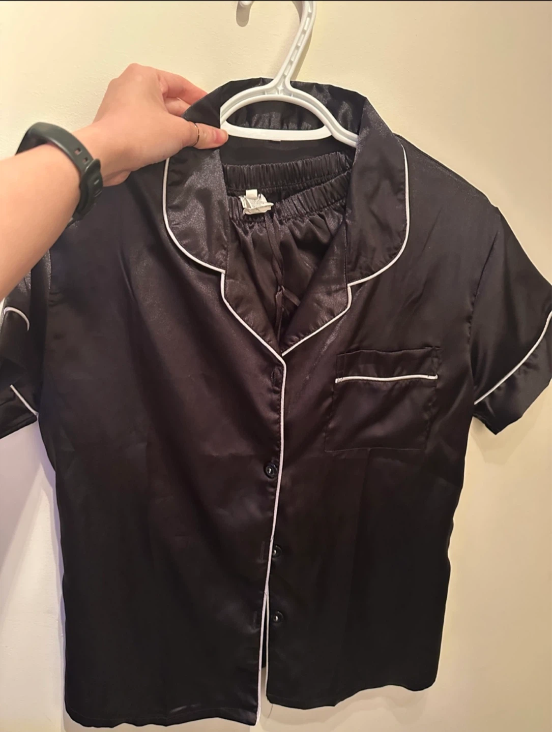 Black Satin Pajama Set