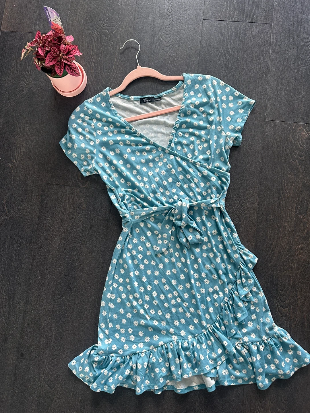 Blue floral wrap dress - photo 2