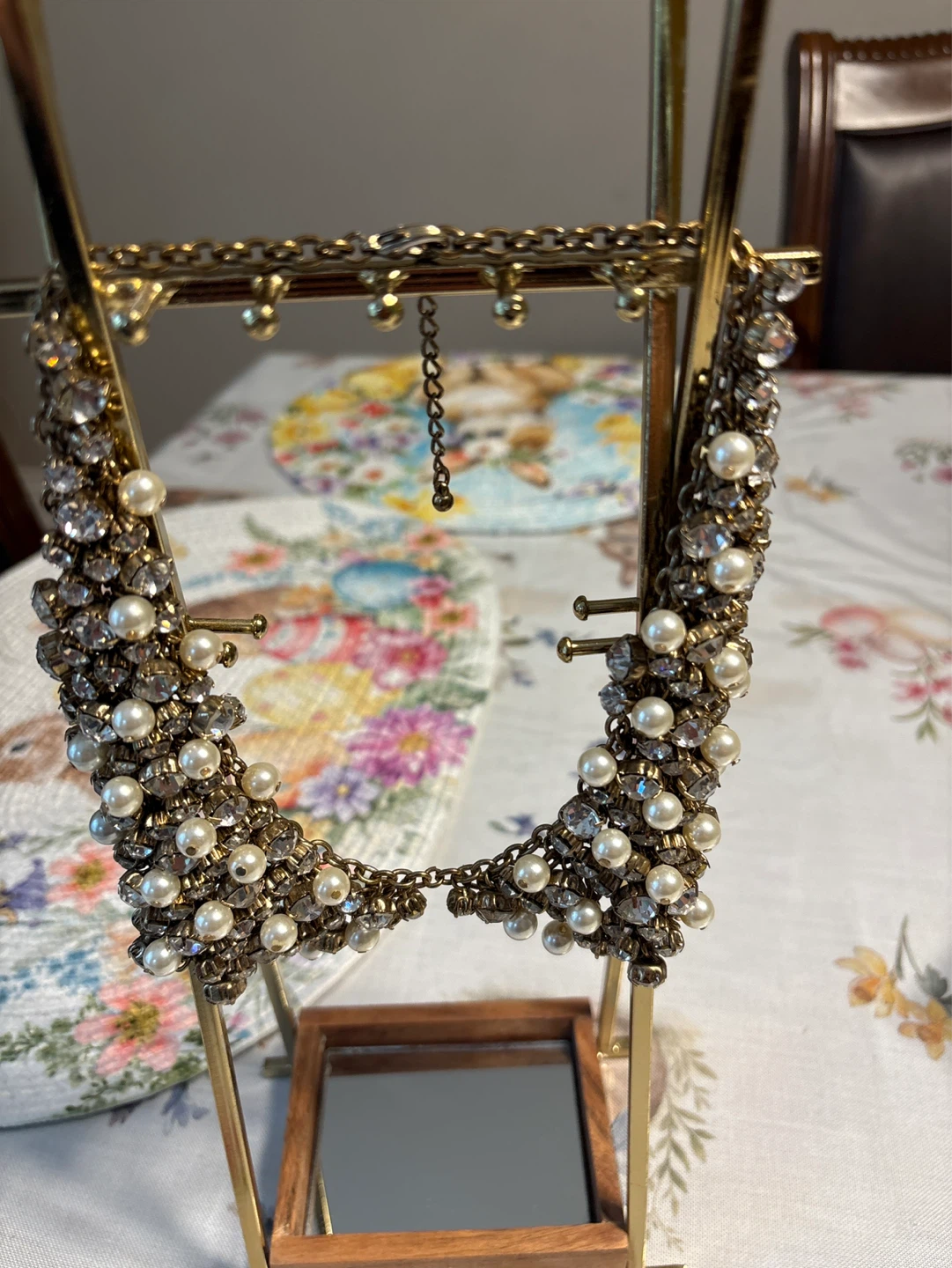 Statement Necklace with Pearls and Rhinestones - photo 3