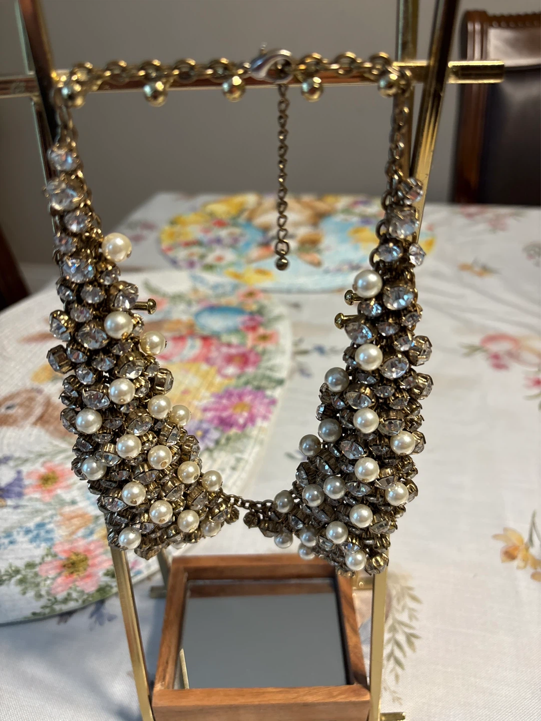Statement Necklace with Pearls and Rhinestones - photo 4
