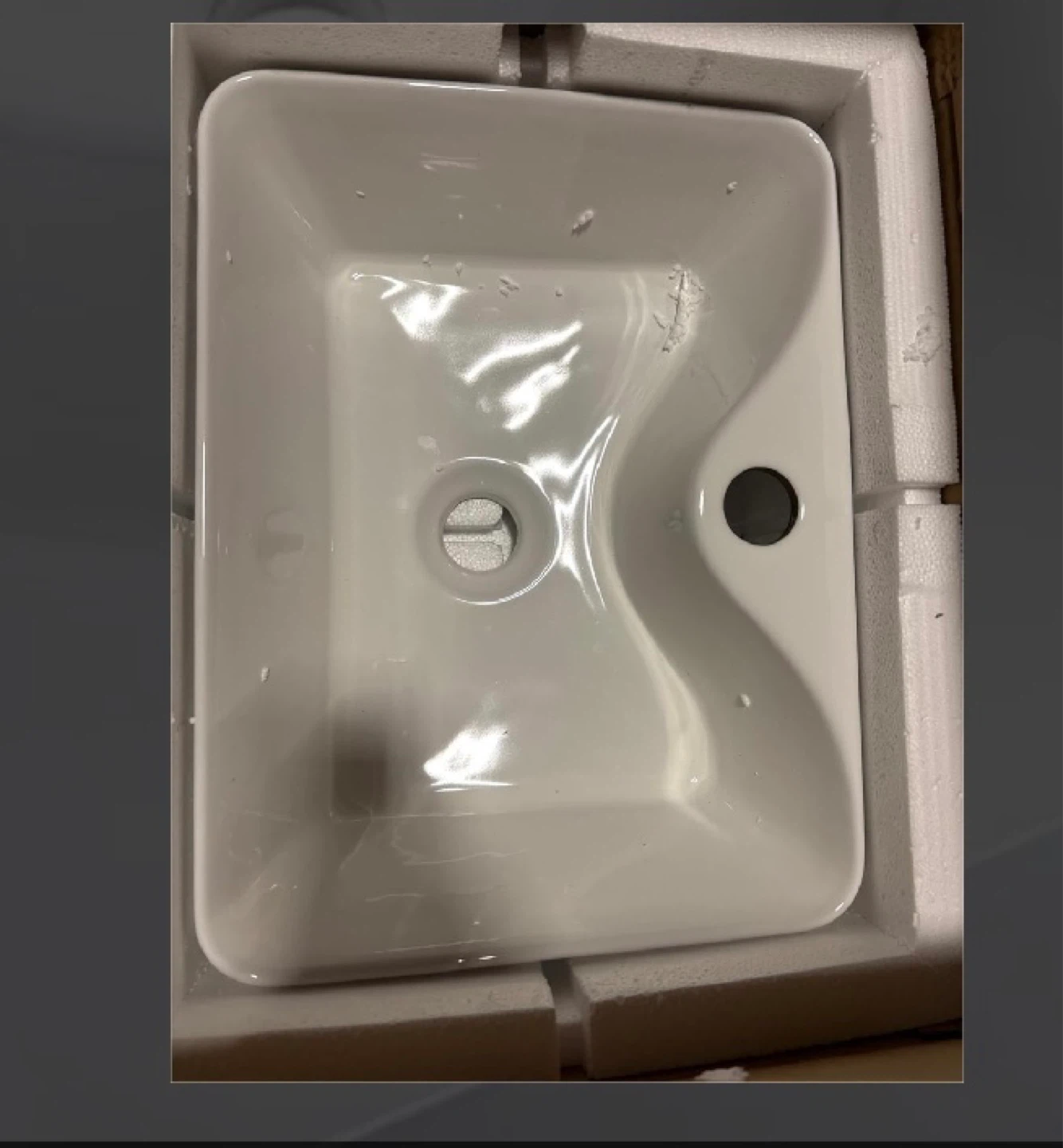 White Ceramic Vessel Sink with Black Pop-Up Drain - photo 3