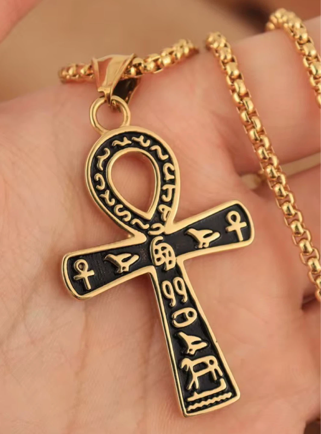 Stainless steel Necklace with Hieroglyphs