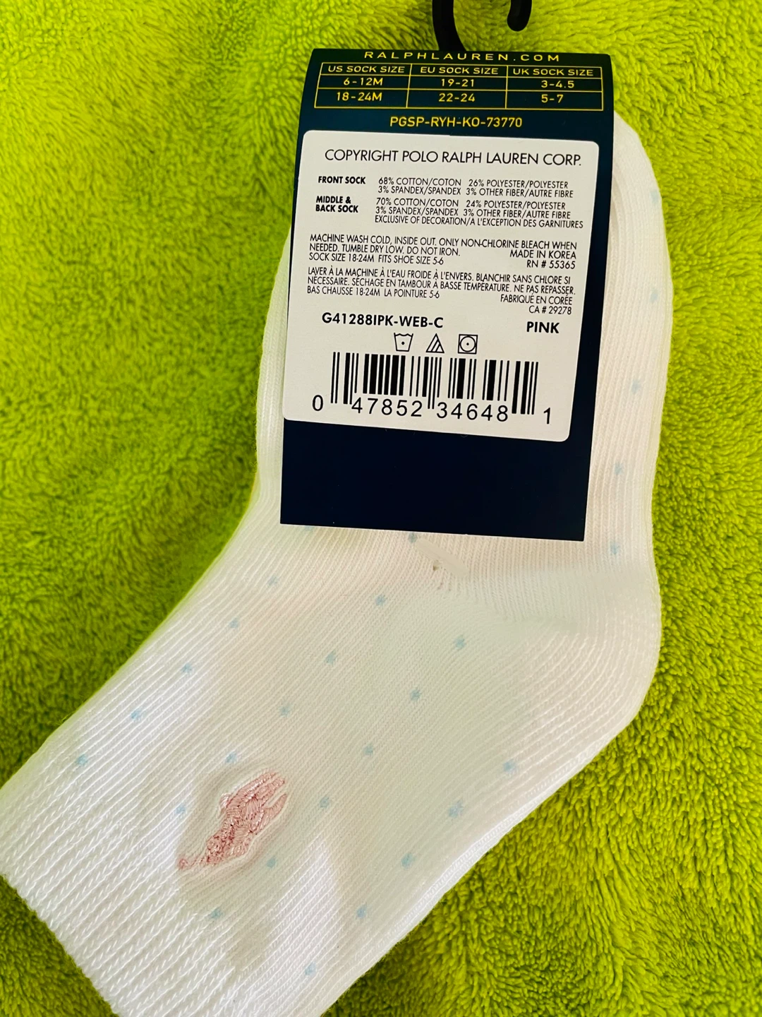 Polo Ralph Lauren Baby Girls Socks 3 Pair 18-24 Months - photo 2