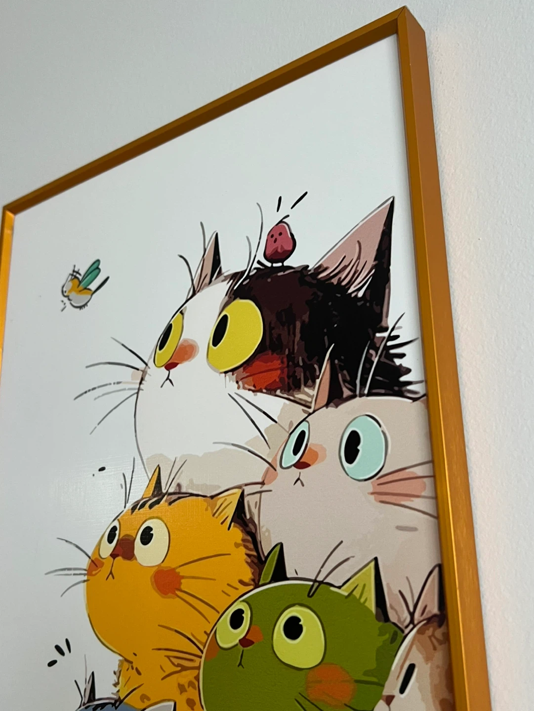 Framed Art Print - Whimsical Cats with Bird - photo 3
