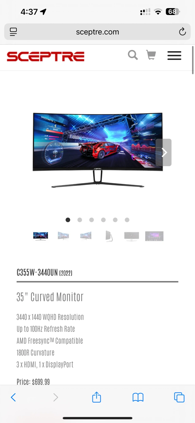 Sceptre C355W-3440UN 35" Ultrawide Curved Gaming Monitor