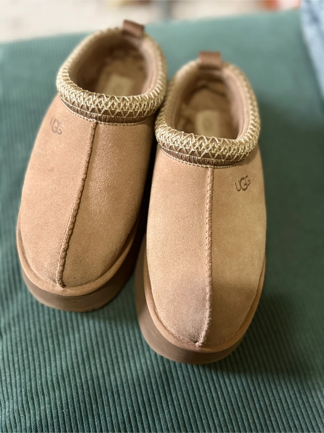 UGG Brown Suede Sheepskin Lined Slippers