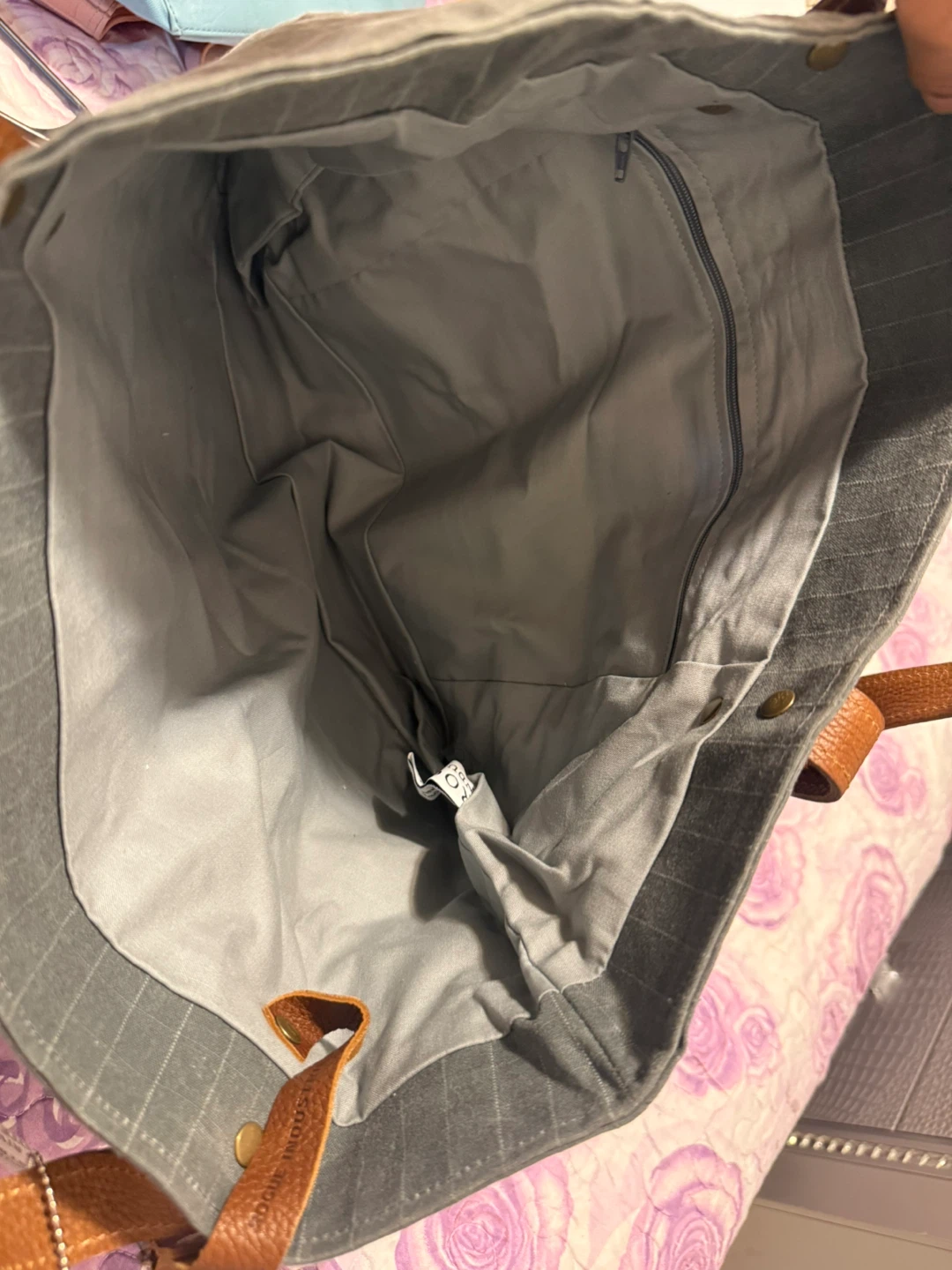 Rogue Industries Tote Bag - Gray Canvas & Brown Leather - photo 3