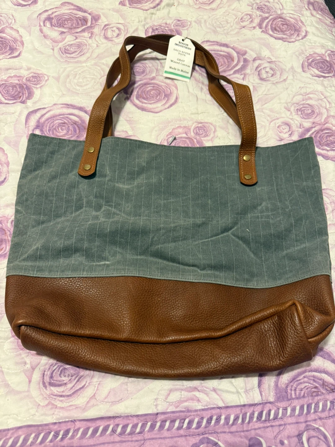 Rogue Industries Tote Bag - Gray Canvas & Brown Leather - photo 2