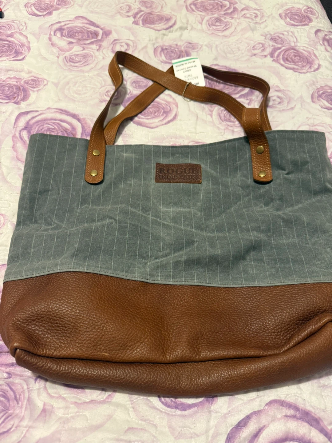 Rogue Industries Tote Bag - Gray Canvas & Brown Leather