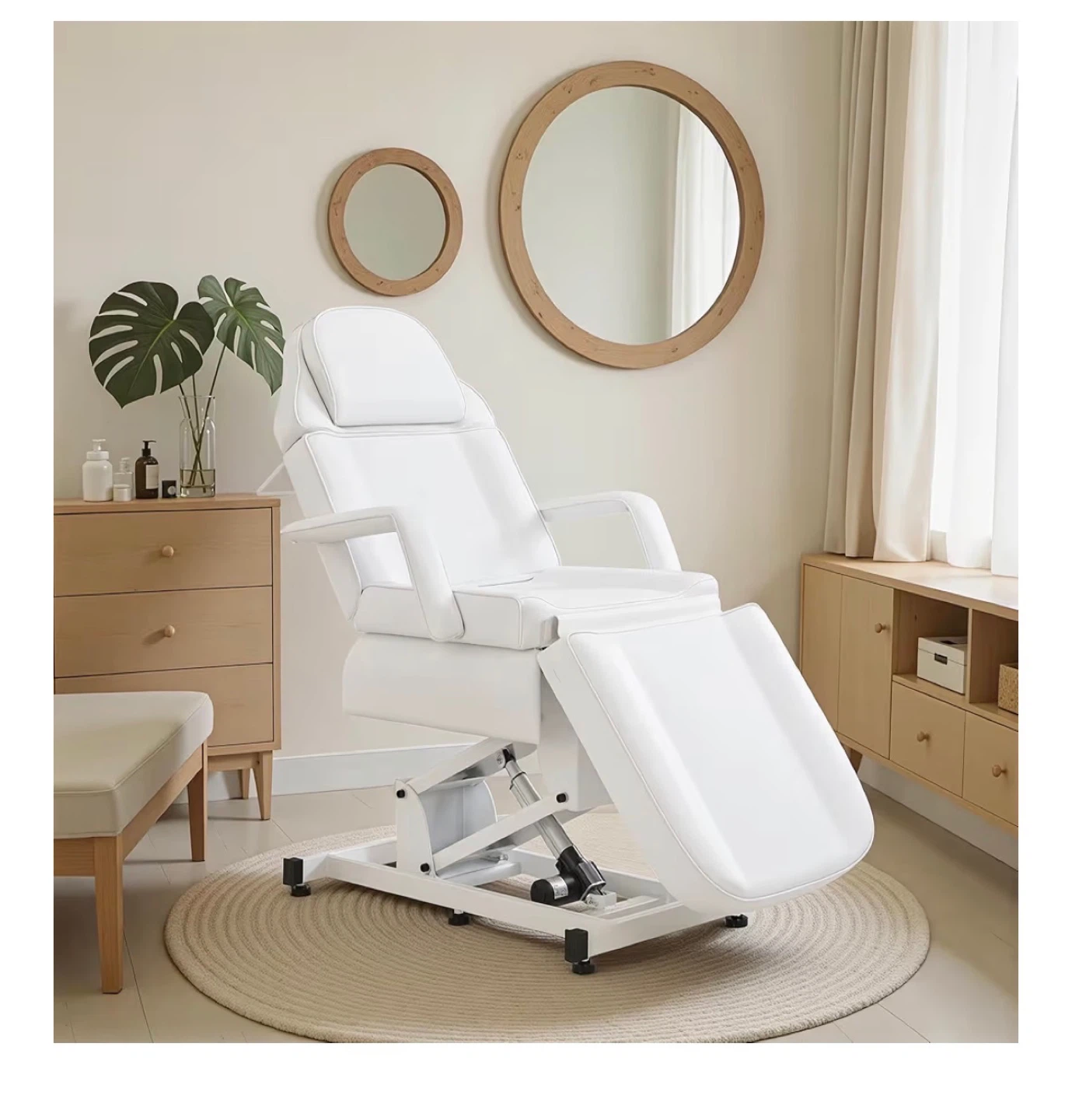 White Electric Facial Bed / Massage Chair with Remote