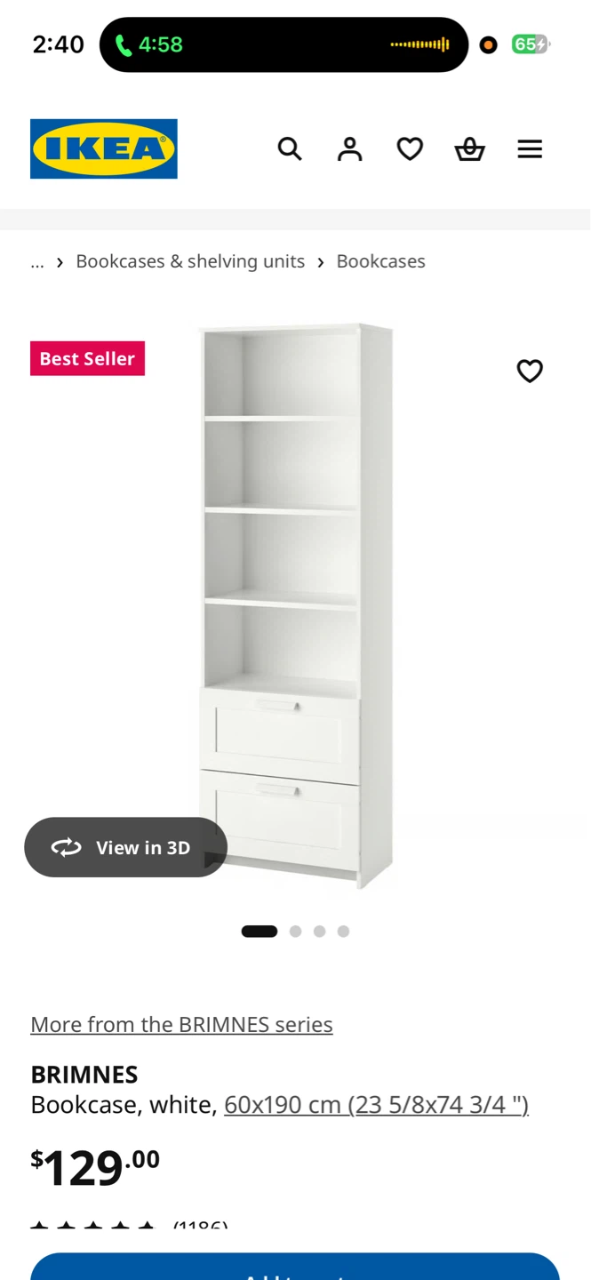 IKEA BRIMNES Bookcase - White