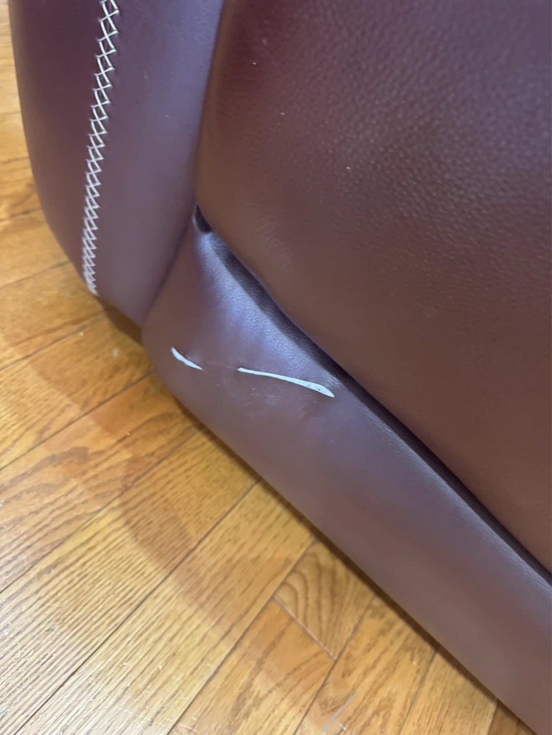 Brown Leather Loveseat Recliner - photo 3