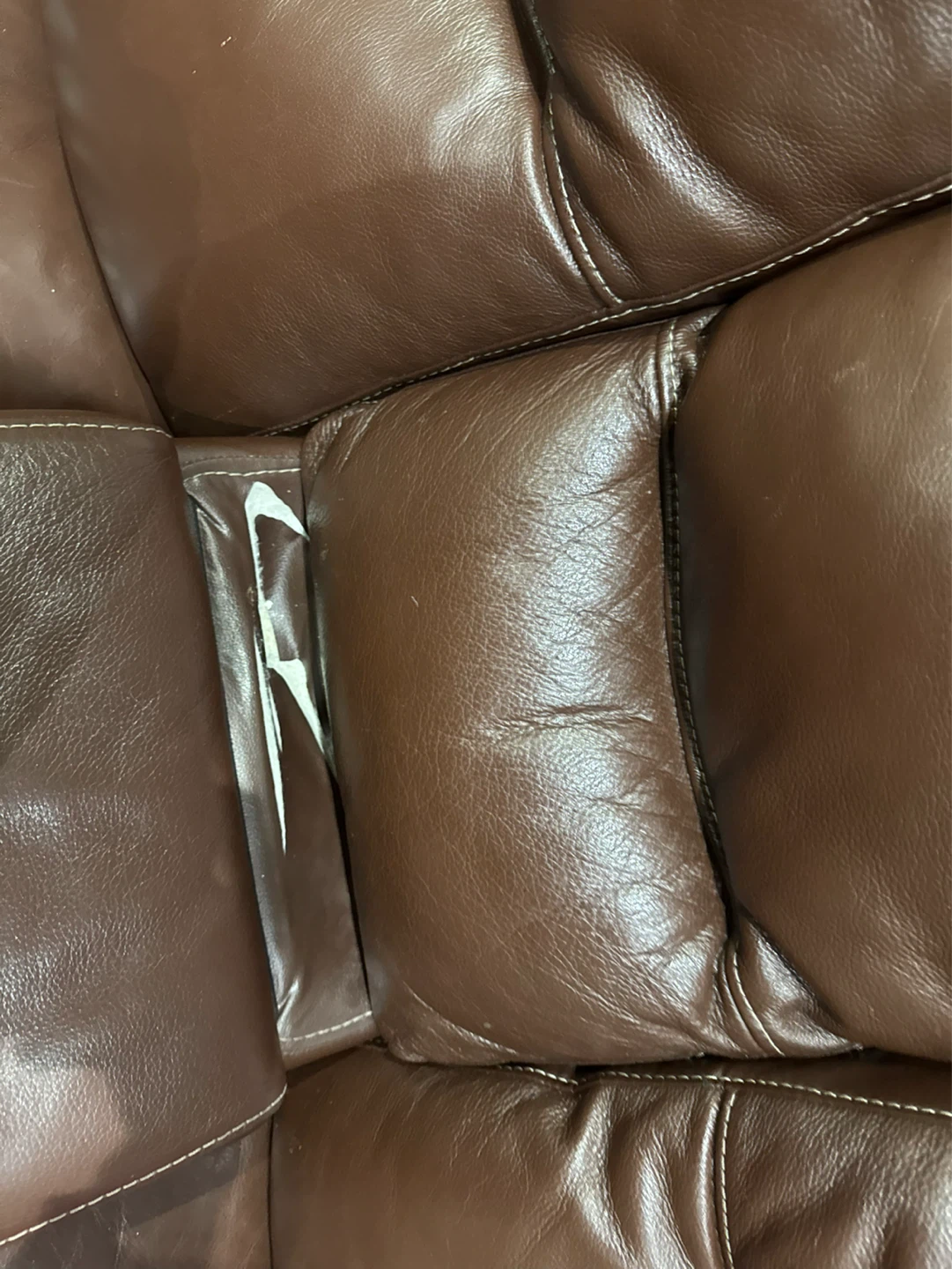 Brown Leather Loveseat Recliner - photo 2