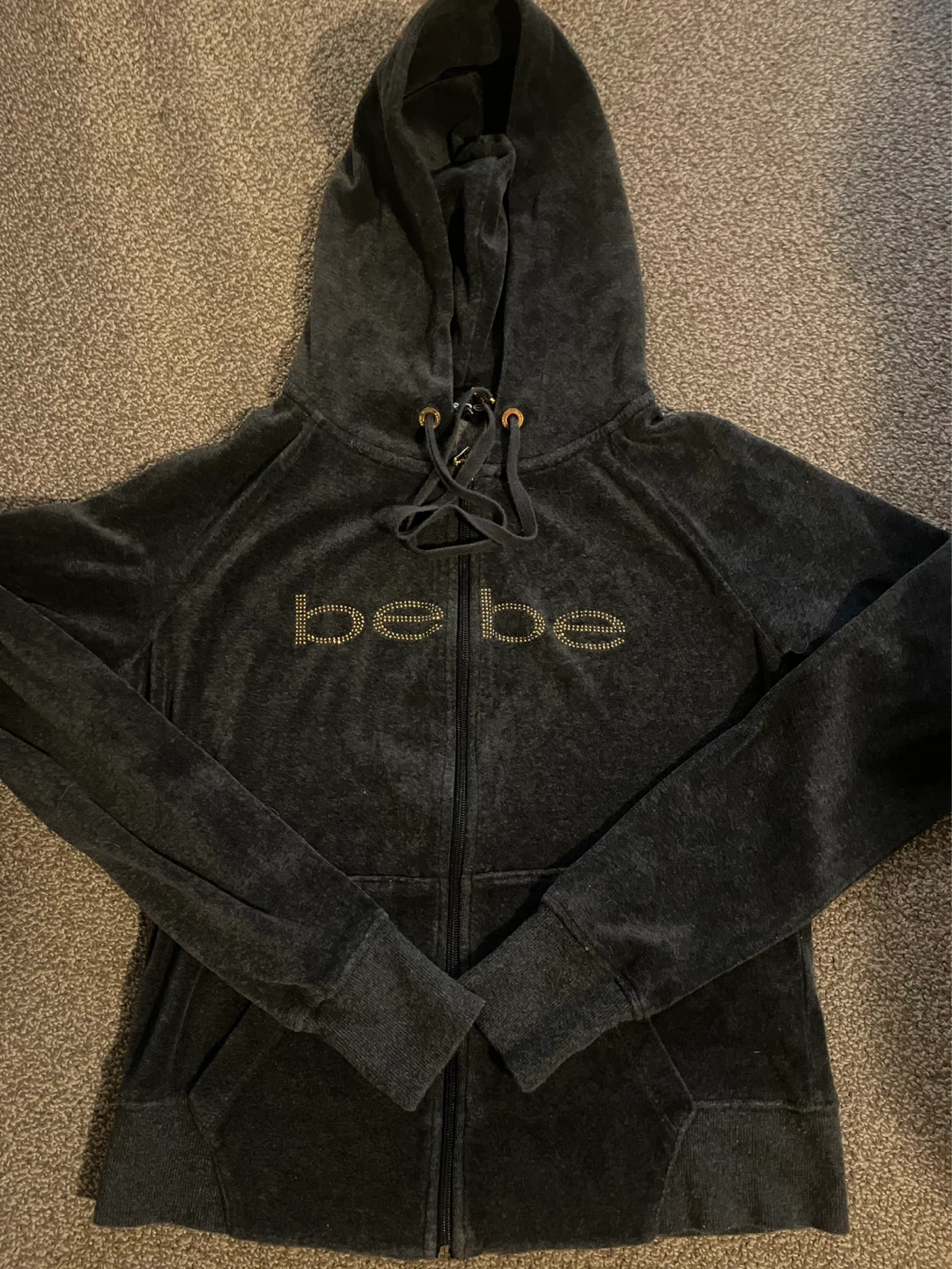 Bebe Velour Zip-Up Hoodie