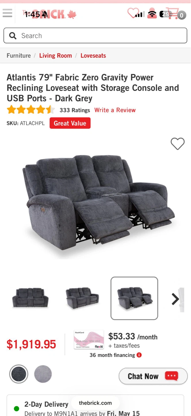 79” Reclining Loveseat - Dark Grey - photo 4