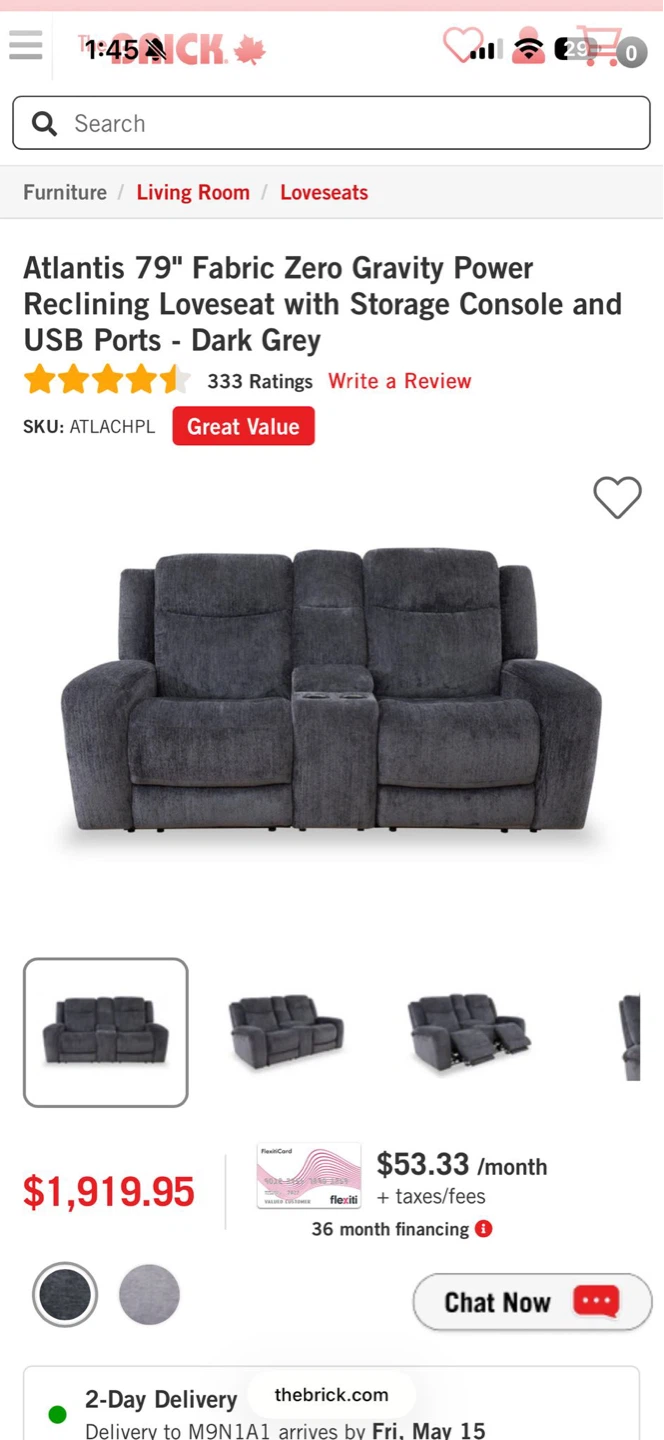 79” Reclining Loveseat - Dark Grey - photo 5
