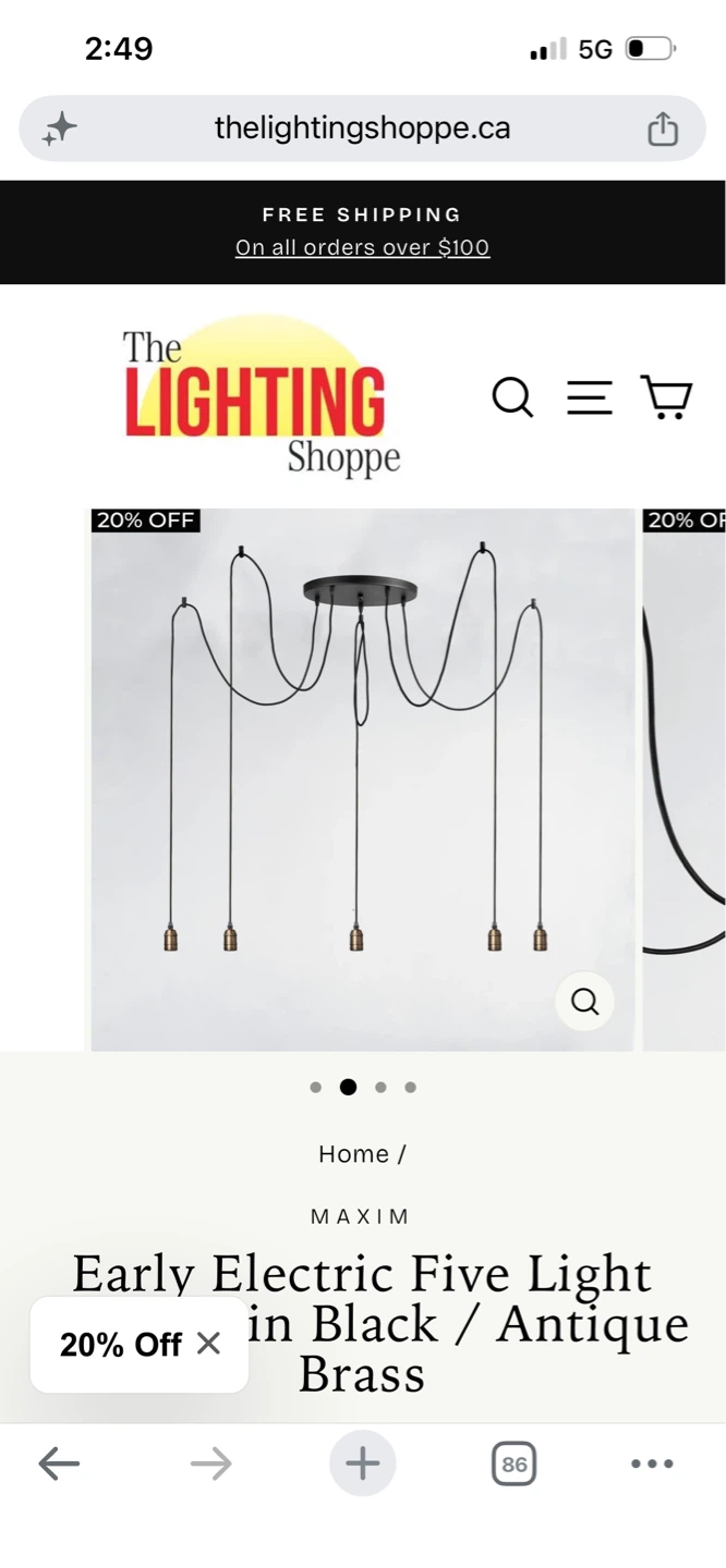 New  Maxim Lighting 5-Light Pendant,