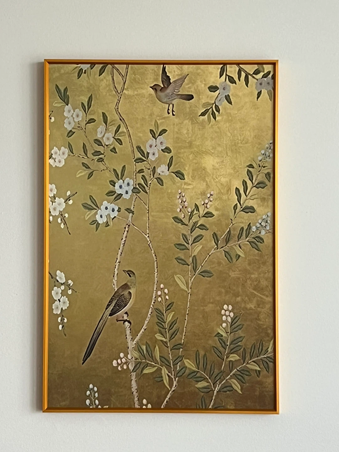 Gold Bird and Floral Wall Art