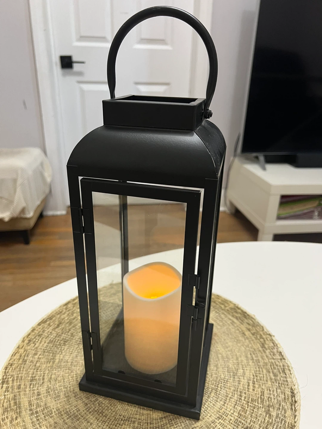 New- Black Metal Lantern with LED Candle - photo 2