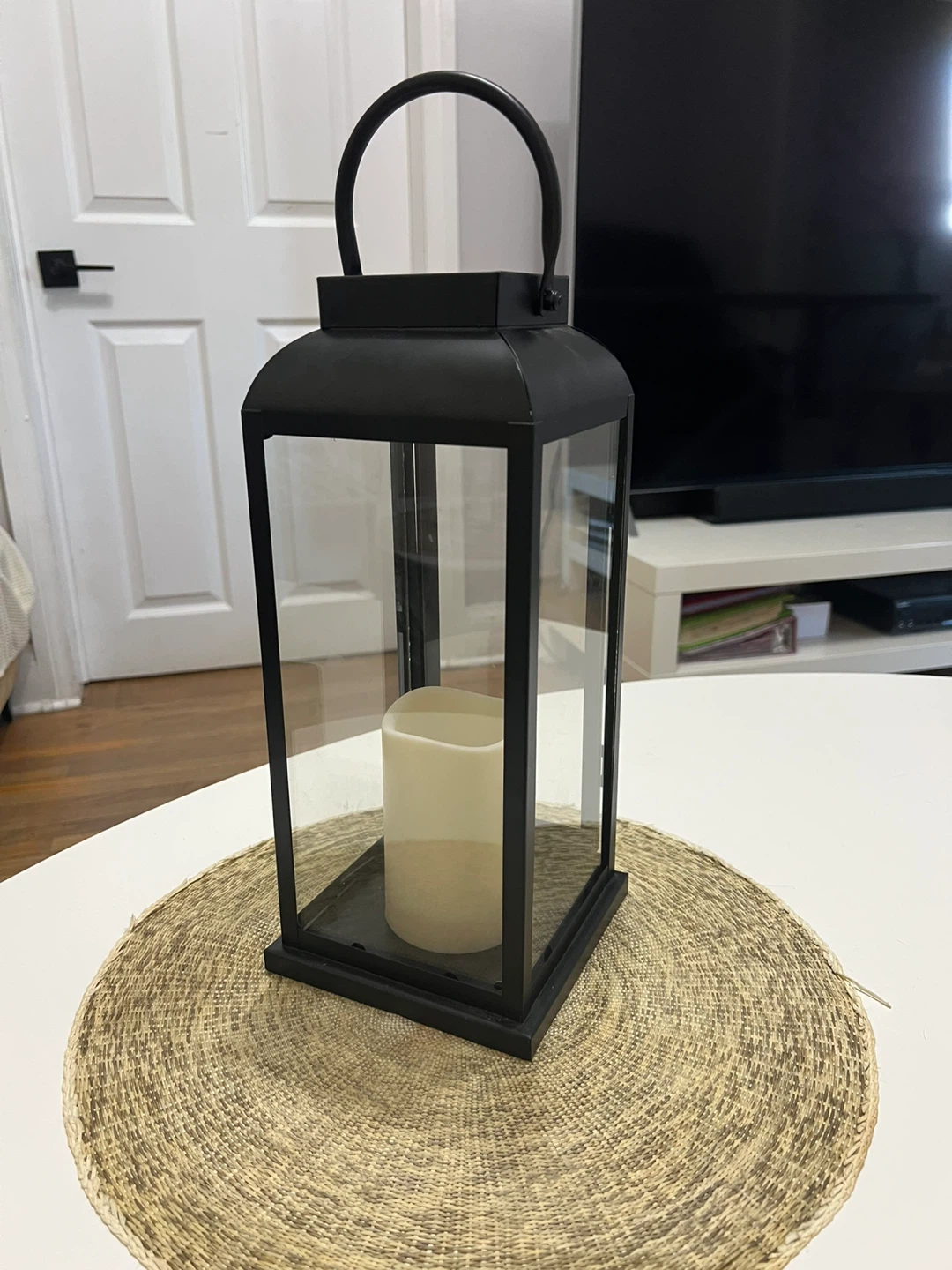 New- Black Metal Lantern with LED Candle