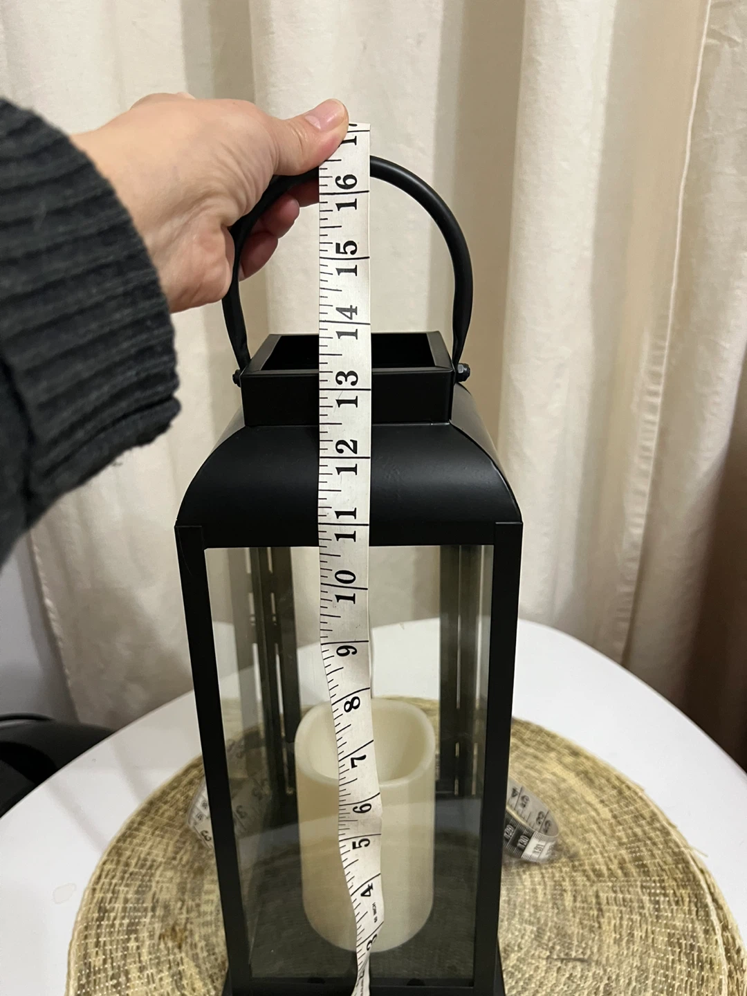 New- Black Metal Lantern with LED Candle - photo 5