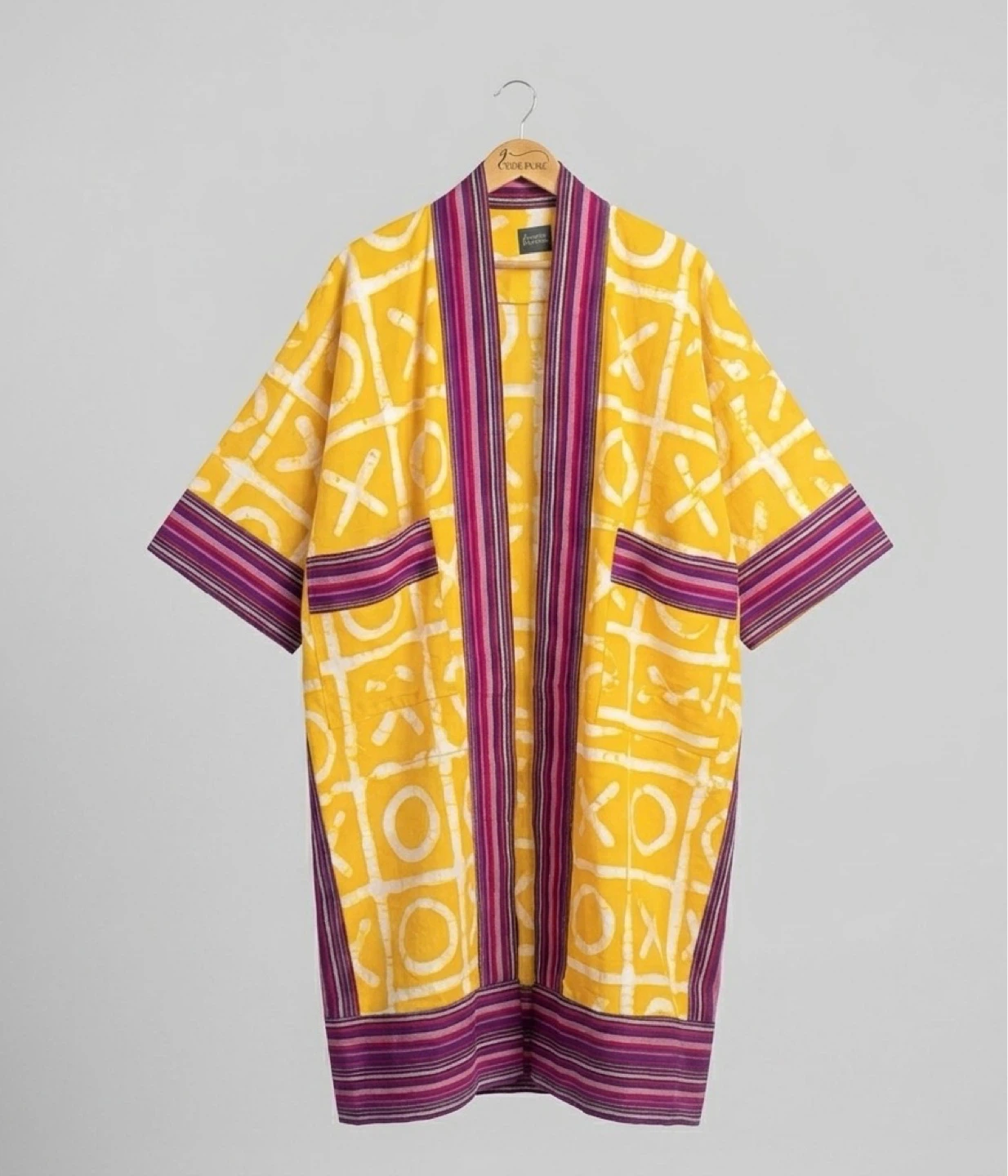 Yellow Printed aso oke Kimono Robe - photo 3