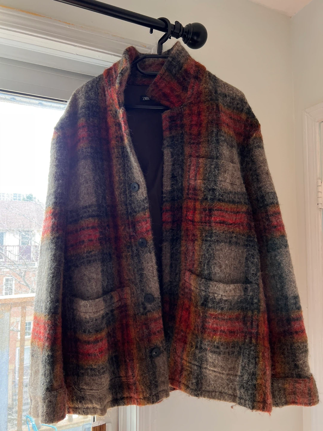 ZARA Plaid Button-Up Jacket XL