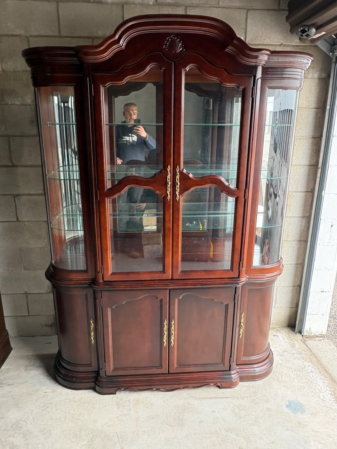 Free delivery used Vintage Wooden Curio Display Cabinet
