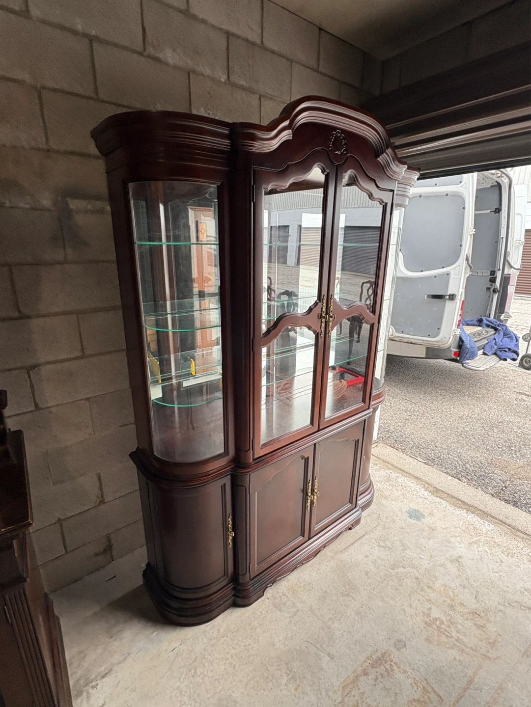 Free delivery used Vintage Wooden Curio Display Cabinet - photo 4